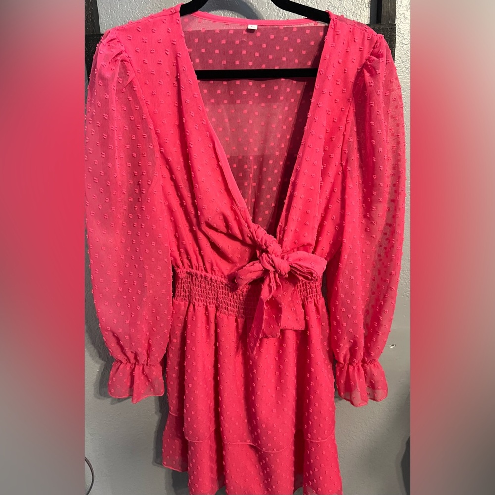 Shein Hot Pink Long Sleeve Dress - Picture 9 of 10